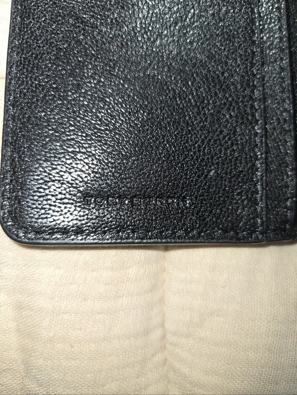 Tory Burch Black Quilted Logo Zip Wallet